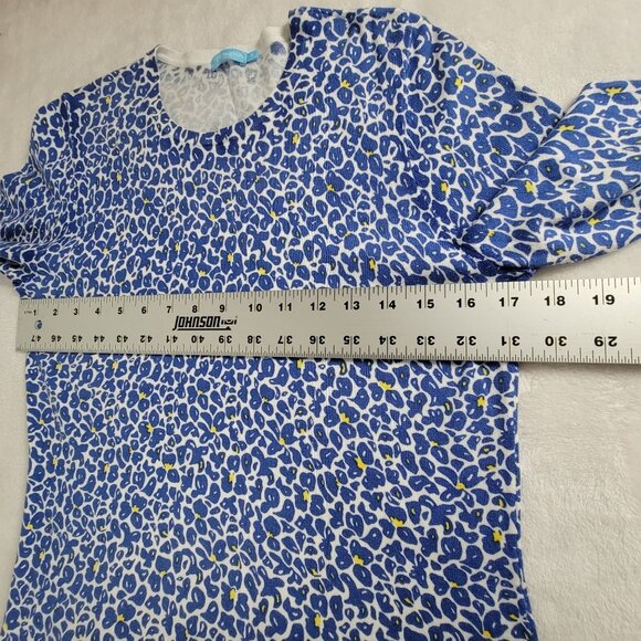 J. McLaughlin Womens Crew Neck Lenny Sweater Small Blue Floral Pullover Stretch - Picture 6 of 8